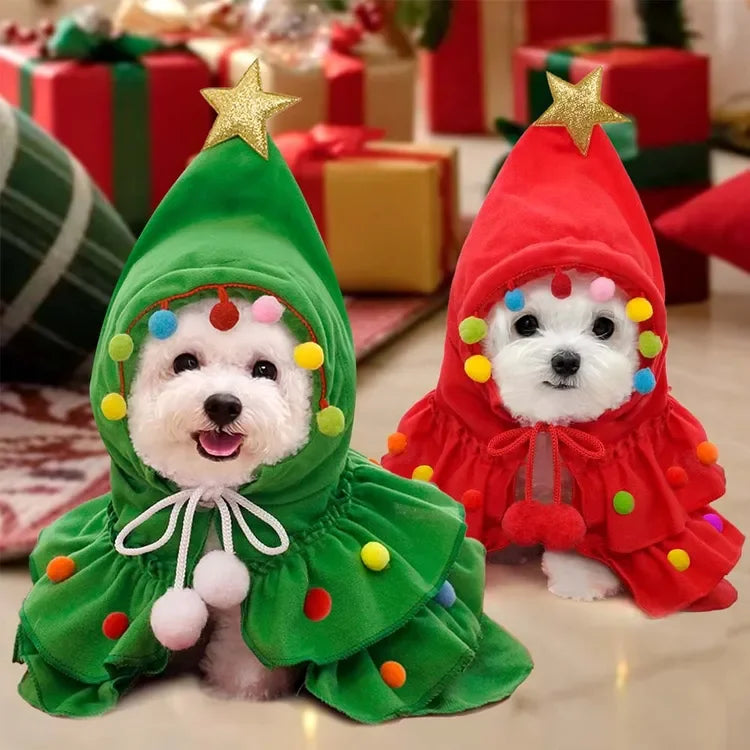ZooFlex Christmas Tree Pet Costume – Dog & Cat Holiday Cape Outfit