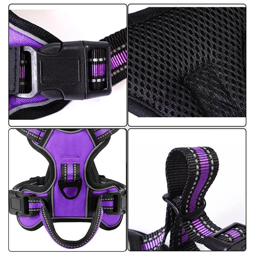 ZooFlex Adjustable Reflective No-Pull Dog Harness – Soft Breathable Nylon Vest