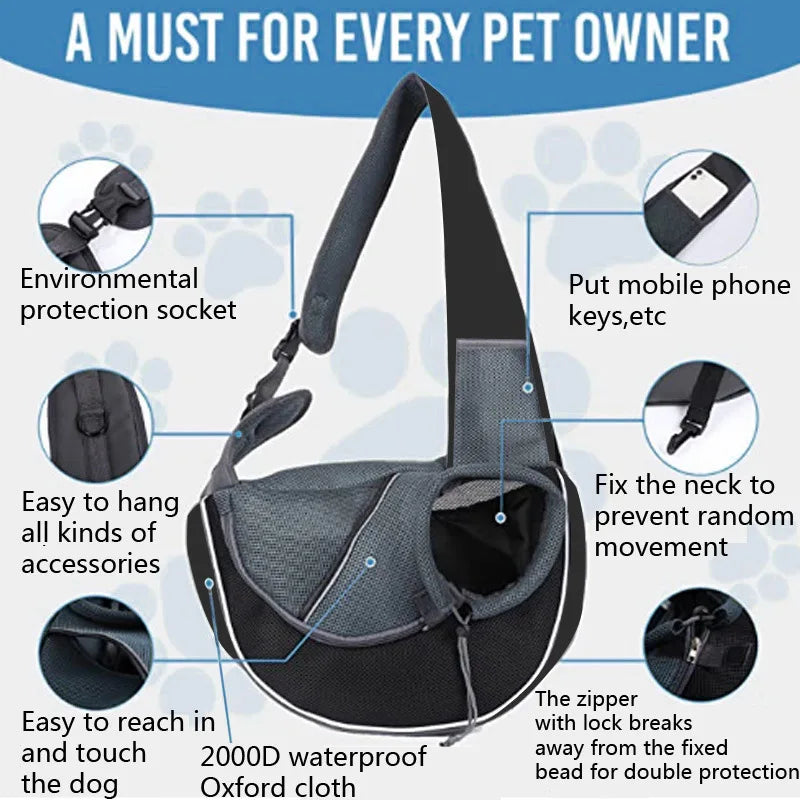ZooFlex Pet Shoulder Carrier – Oxford Mesh Sling Bag