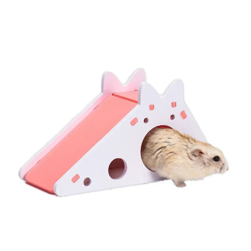 ZooFlex Wooden Hamster House with Slide – Colourful Small Pet Play Toy