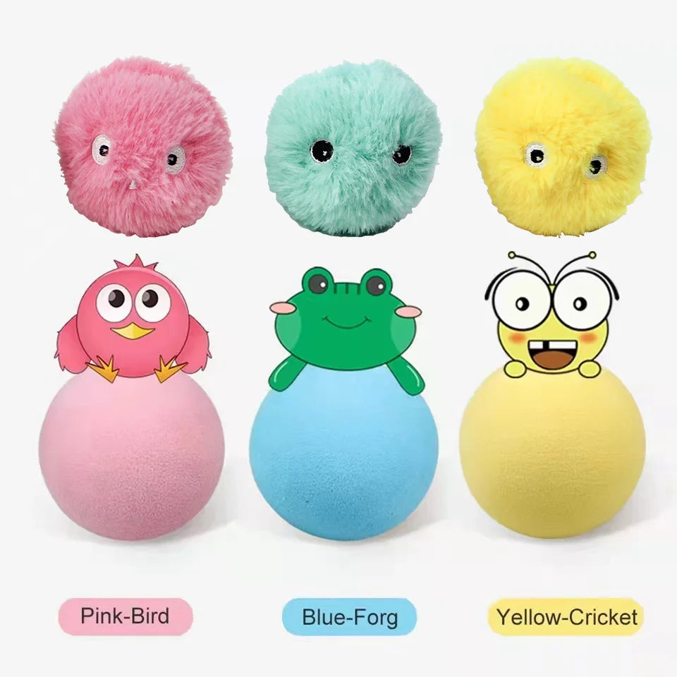 ZooFlex Interactive Cat Toy Ball – Smart Touch-Activated Plush Squeaky Toy