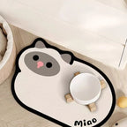 ZooFlex Waterproof Cat Face Feeding Mat – Non-Slip Pet Food Bowl Placemat