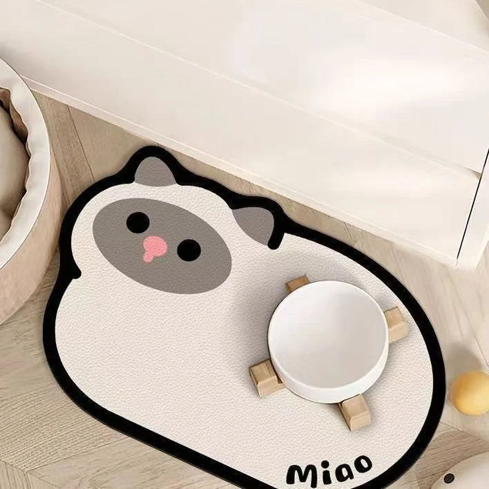 ZooFlex Waterproof Cat Face Feeding Mat – Non-Slip Pet Food Bowl Placemat