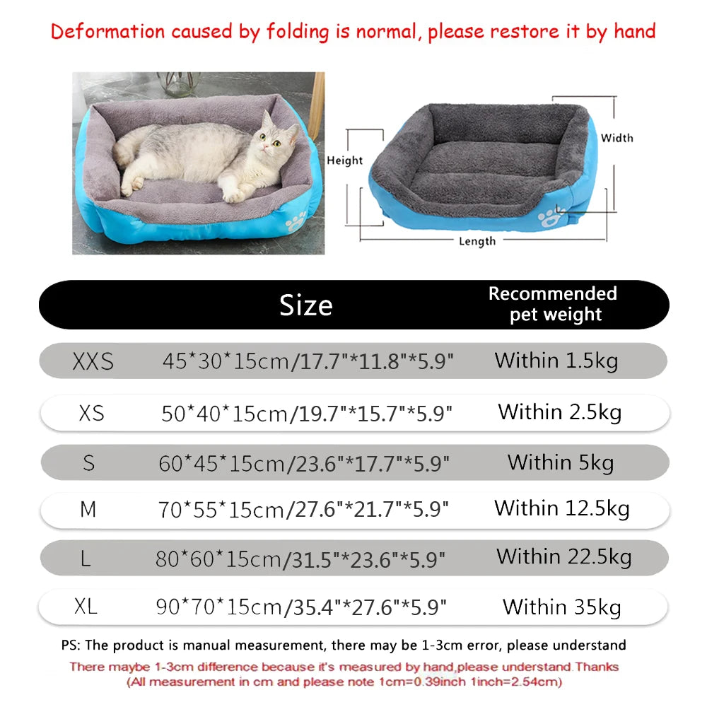 ZooFlex Washable Dog Sofa Bed – Soft Warm Square Cushion for Dogs & Cats