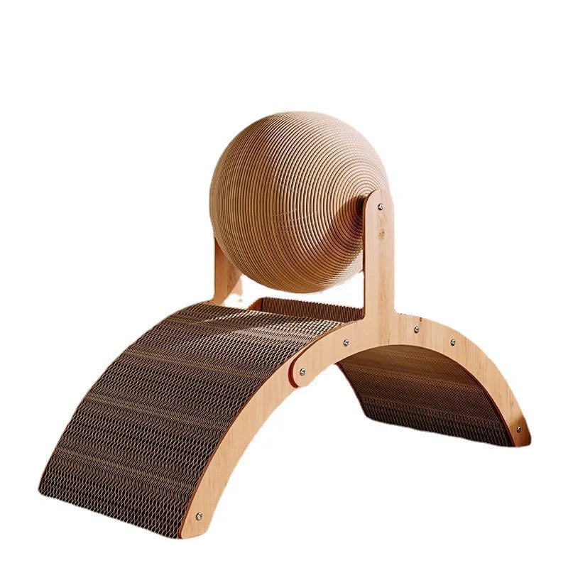 ZooFlex 2-in-1 Wooden Cat Scratching Ball – Sisal Scratcher Toy
