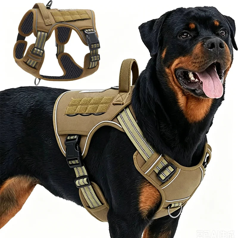 ZooFlex Tactical Dog Harness, Collar & Leash Set with MOLLE Pouches for Medium & Large Dogs