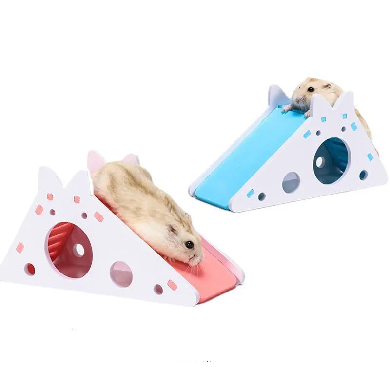ZooFlex Wooden Hamster House with Slide – Colourful Small Pet Play Toy