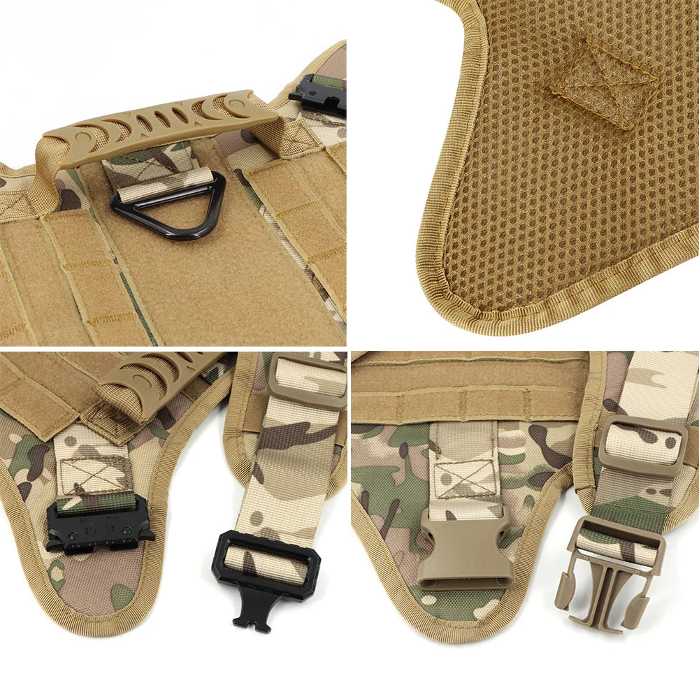 ZooFlex Military Tactical Dog Harness with MOLLE Pouch, Collar & Leash
