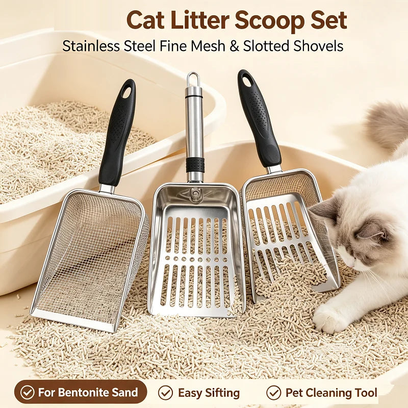 ZooFlex Fine Mesh Cat Litter Scoop – Stainless Steel Sifter