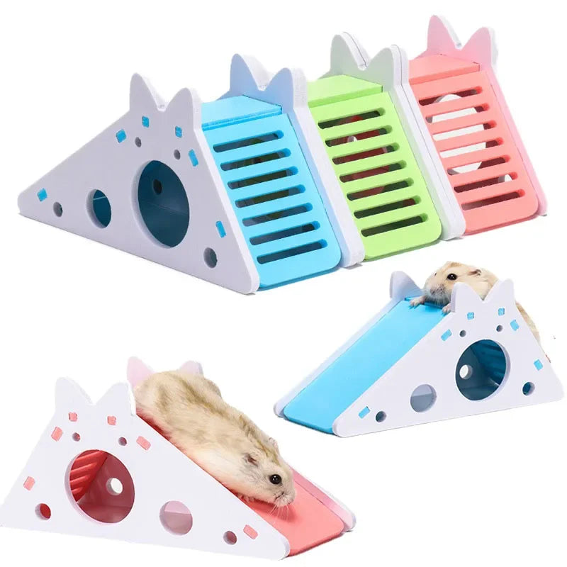 ZooFlex Wooden Hamster House with Slide – Colourful Small Pet Play Toy