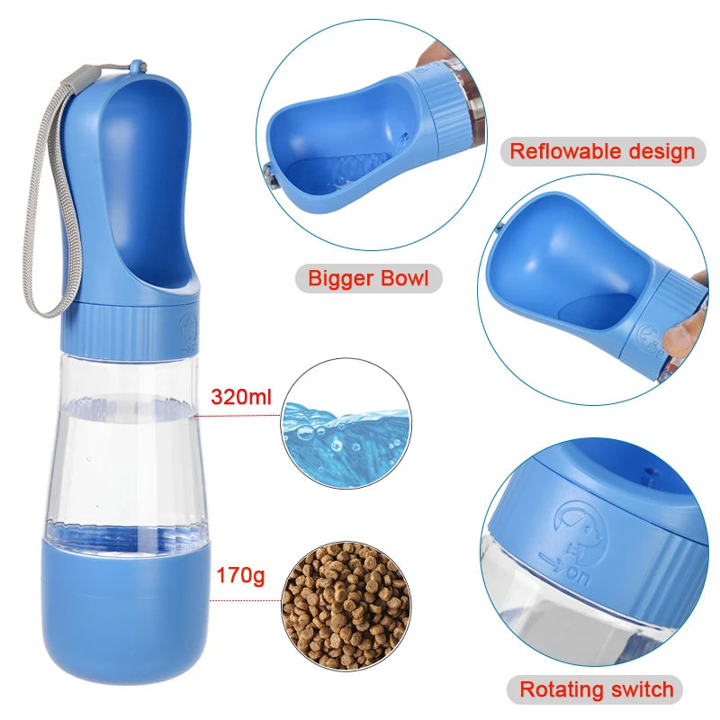 ZooFlex 2-in-1 Dog Water Bottle with Food Container – Portable Pet Travel Dispenser