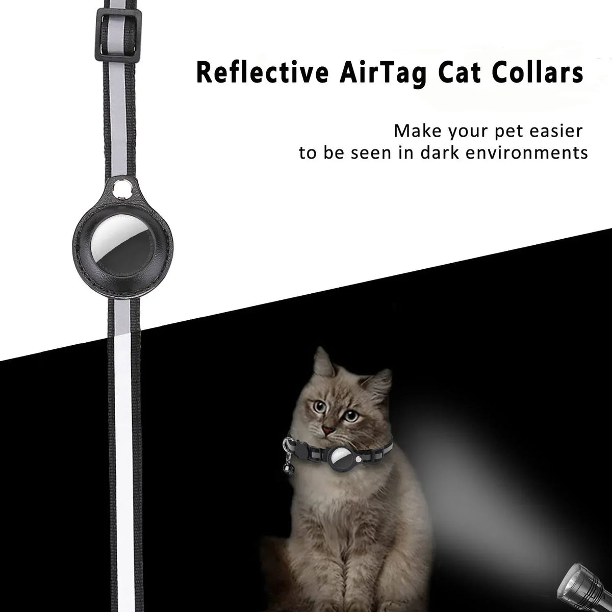 ZooFlex Reflective Cat Collar – Adjustable AirTag Holder Collar