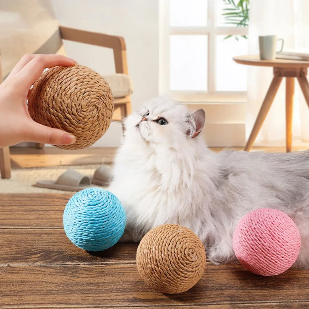 ZooFlex 10cm Sisal Cat Scratching Ball – Interactive Rattle Toy for Kittens