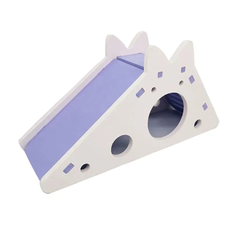ZooFlex Wooden Hamster House with Slide – Colourful Small Pet Play Toy