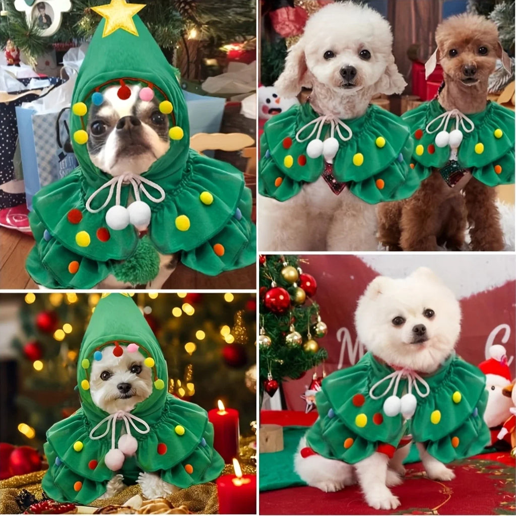 ZooFlex Christmas Tree Pet Costume – Dog & Cat Holiday Cape Outfit