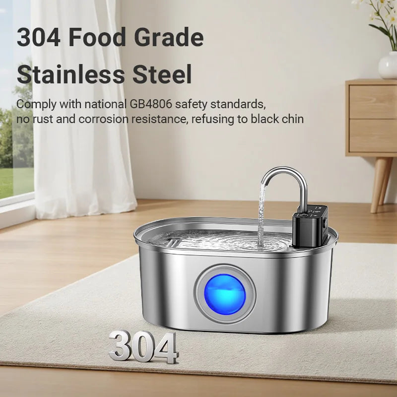 ZooFlex 3.2L Smart Cat Water Fountain – Wireless Stainless Steel Dispenser