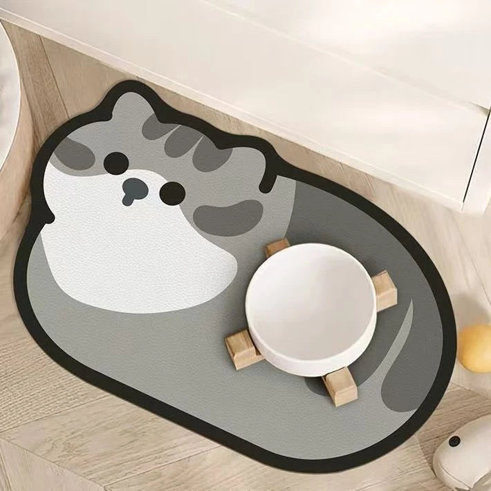 ZooFlex Waterproof Cat Face Feeding Mat – Non-Slip Pet Food Bowl Placemat