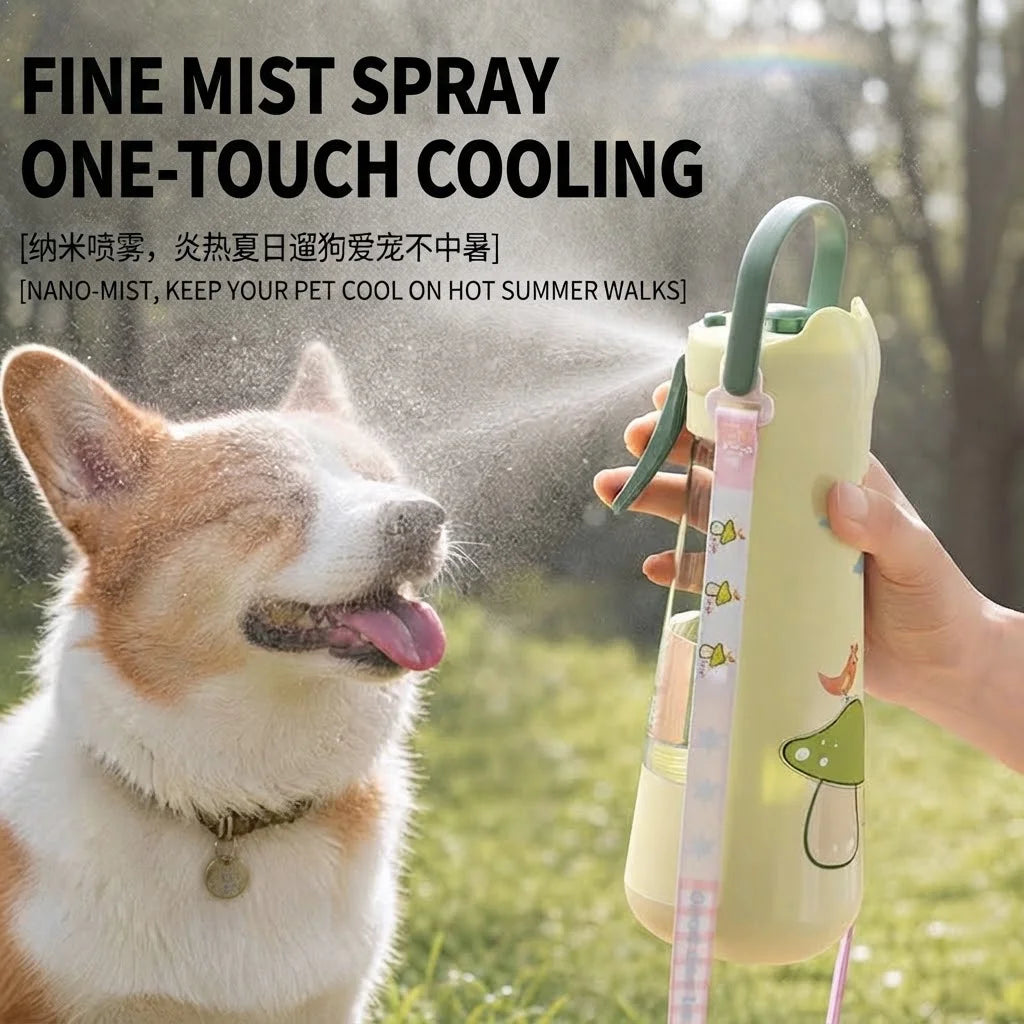 ZooFlex Portable Dog Water Bottle with Cooling Spray, Food Storage & Bowl