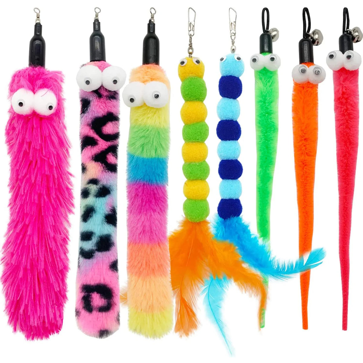 ZooFlex Interactive Cat Feather Wand Toy – Fuzzy Teaser with Refills (1–8 PCs)