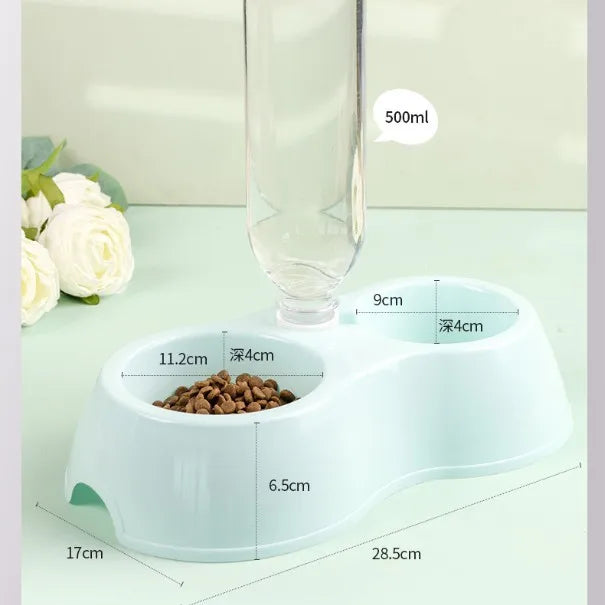 ZooFlex Double Pet Feeding Bowl – Automatic Water Dispenser for Dogs & Cats