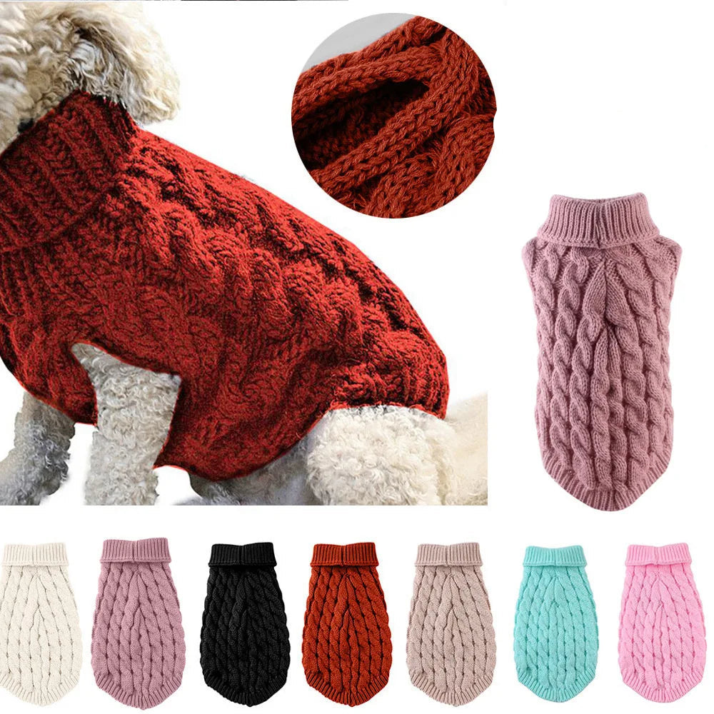 ZooFlex Warm Cable Knit Dog Sweater – Soft Autumn Winter Puppy Jumper