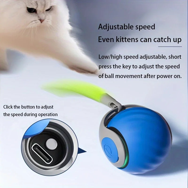 ZooFlex Smart Interactive Cat Toy Ball – Automatic Rolling USB Rechargeable Pet Toy