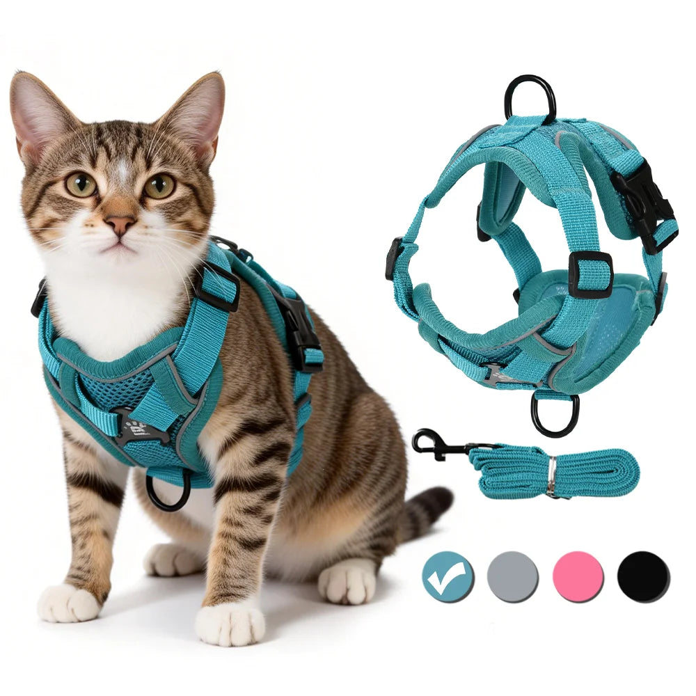 ZooFlex Adjustable Cat Harness & Leash – Reflective Pet Vest