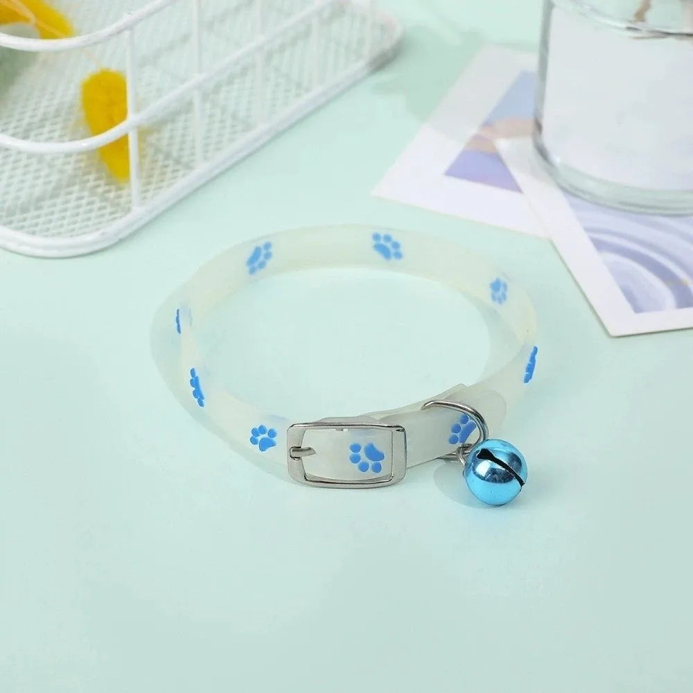 ZooFlex Glow-in-the-Dark Cat Collar – Adjustable Paw Print Design