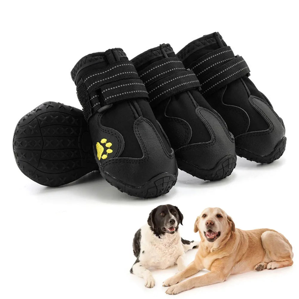 ZooFlex Waterproof Dog Boots – Reflective Anti-Slip Paw Protectors for Summer & Winter (4pcs)