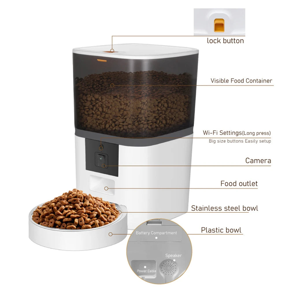 ZooFlex 4L Automatic Cat & Dog Feeder with HD Camera – Smart Remote Feeding Dispenser