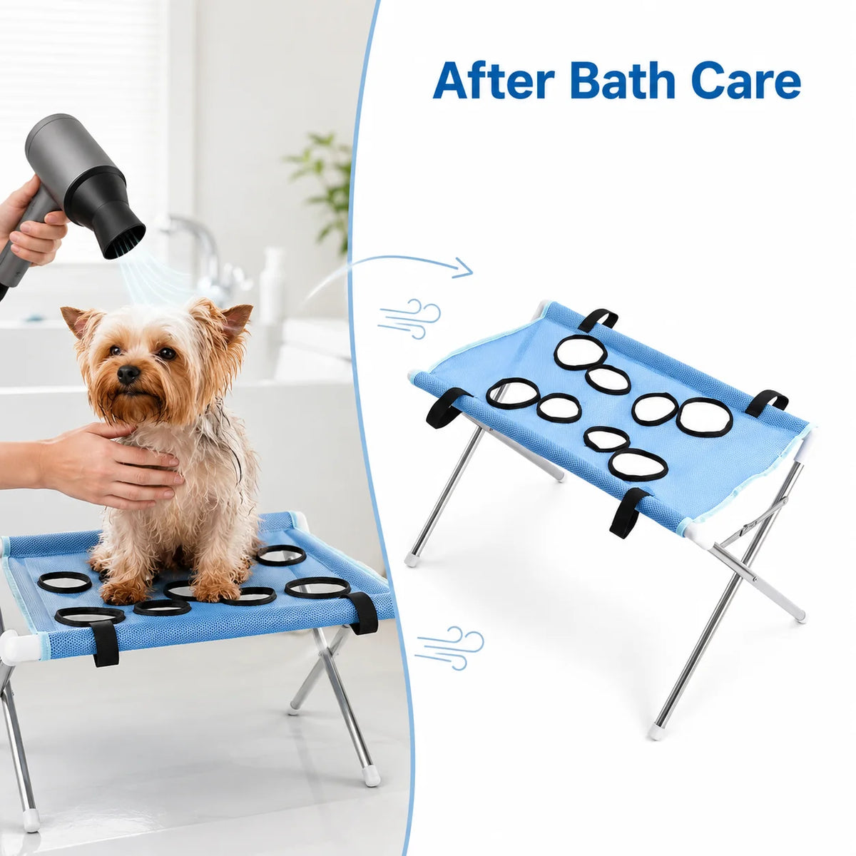 ZooFlex Foldable Pet Grooming Hammock Stand – Mesh Bathing & Drying Table for Dogs & Cats