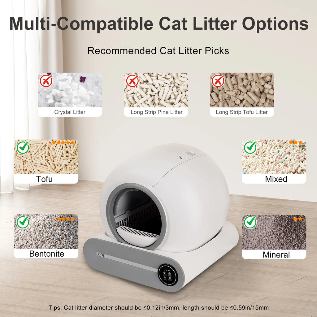 ZooFlex 65L Smart Cat Litter Box – WiFi Self-Cleaning