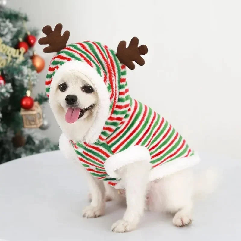 ZooFlex Christmas Dog Hoodie – Warm Santa & Elk Winter Coat for Small & Medium Dogs