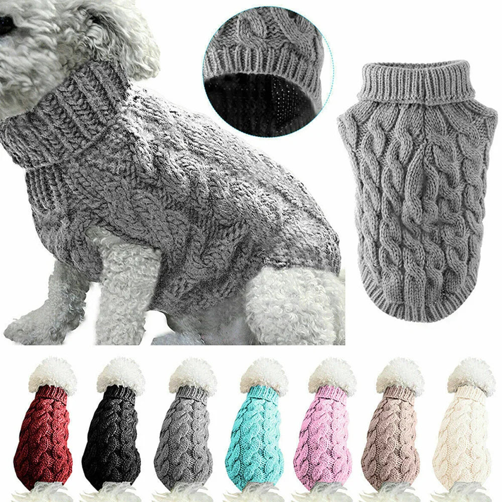 ZooFlex Warm Cable Knit Dog Sweater – Soft Autumn Winter Puppy Jumper