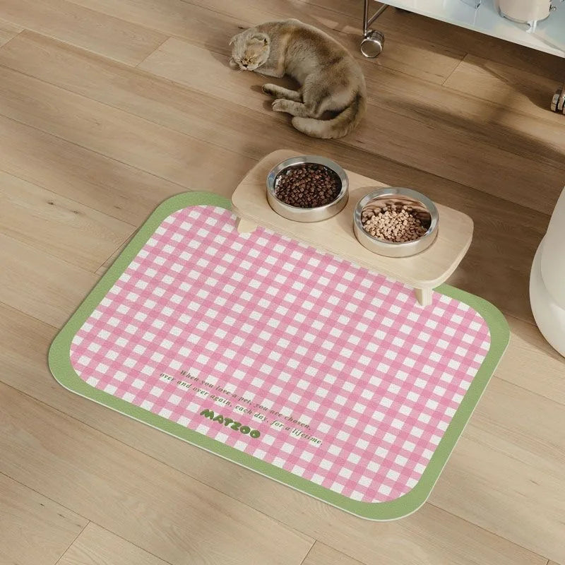 ZooFlex Checkered Pet Feeding Mat – Non-Slip Spill-Resistant Dog & Cat Bowl Mat