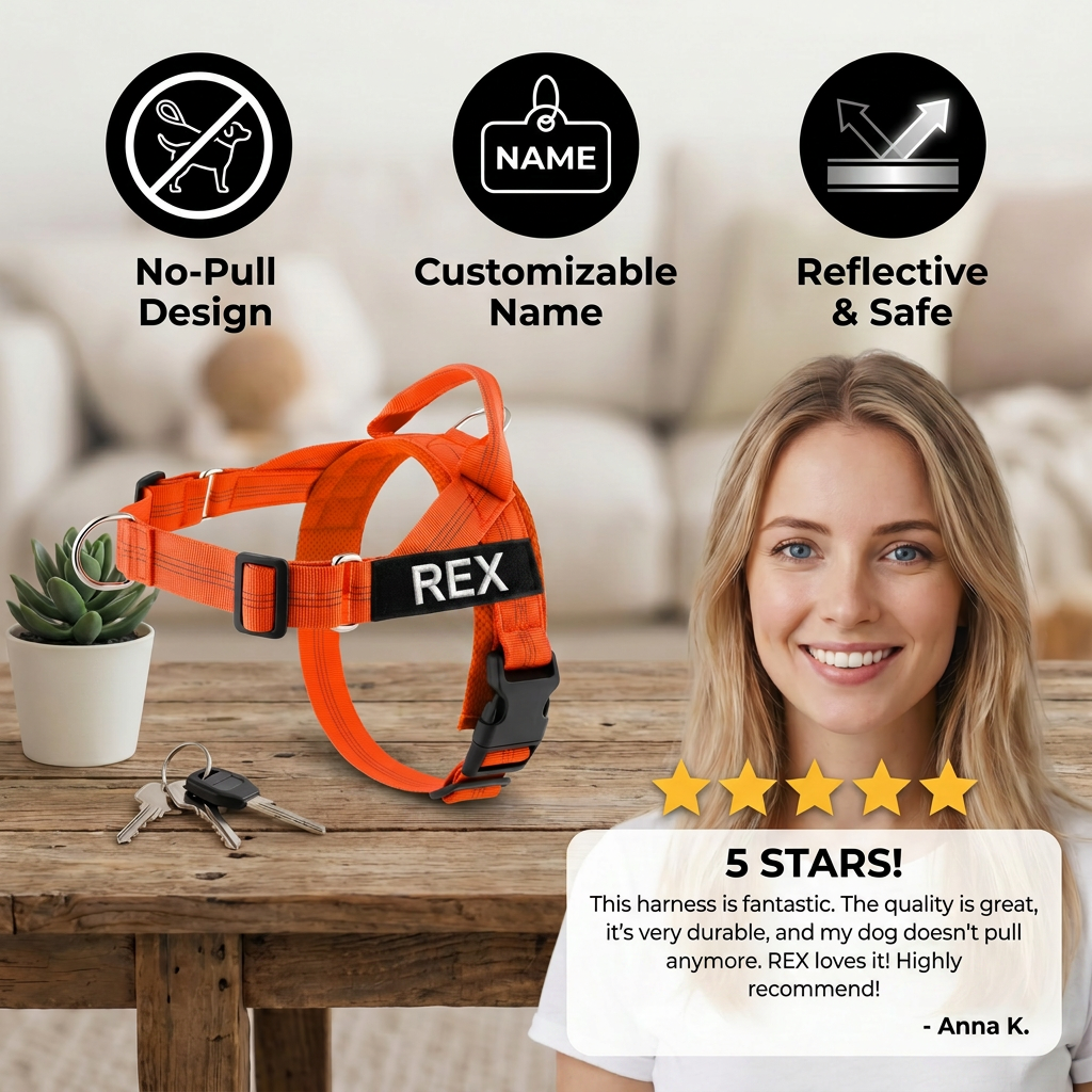 Personalized Reflective No-Pull Dog Harness