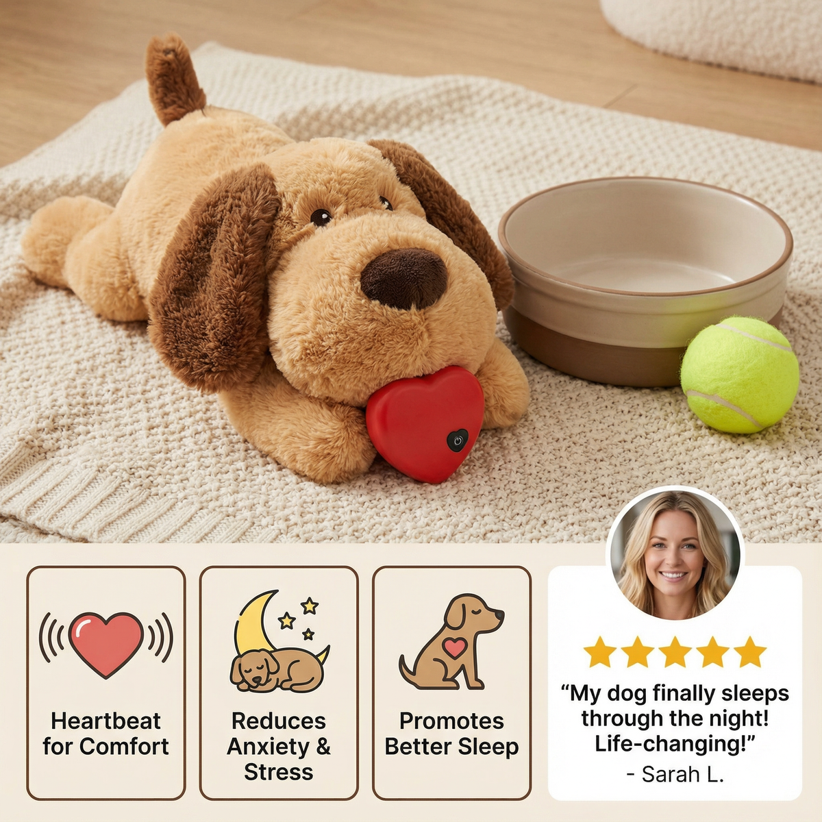 Calming Heartbeat Comfort Plush for Pets – Anxiety & Stress Relief
